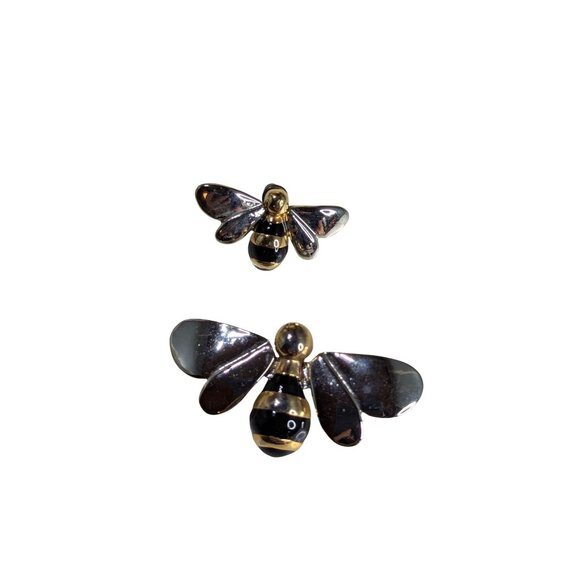 Bee-Themed Silver & Gold Brooch And One Mismatched Earring Set - Picture 1 of 4